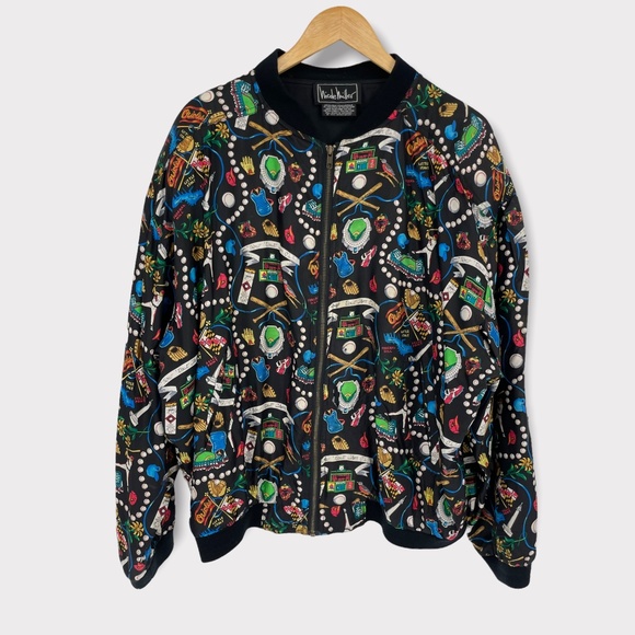 Vintage Nicole‎ Miller Orioles Baseball Silk Bomber Jacket Size XL - Picture 1 of 9